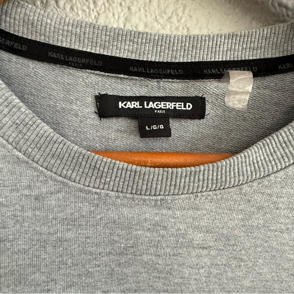 Karl Lagerfeld Paris Circle Logo Crewneck Sweater Size Large French Terry - Picture 3 of 5
